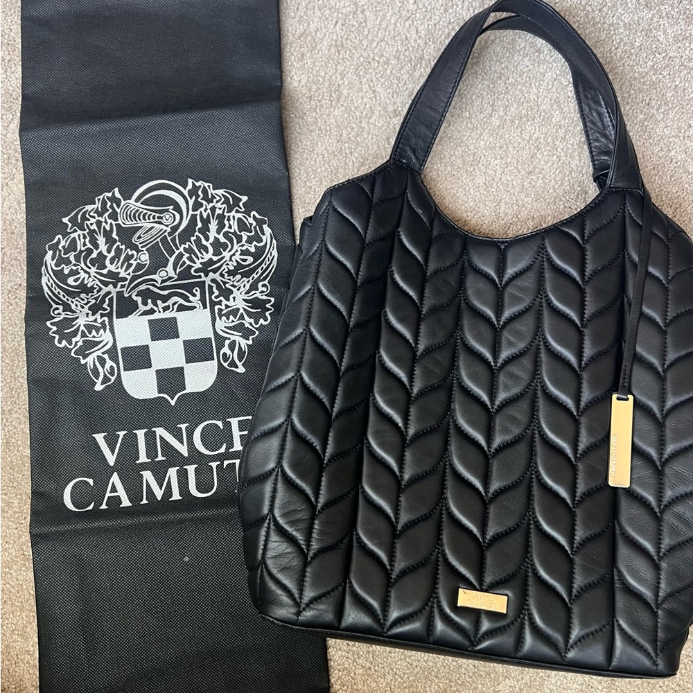 Vince Camuto Black Quilted Tote Bag